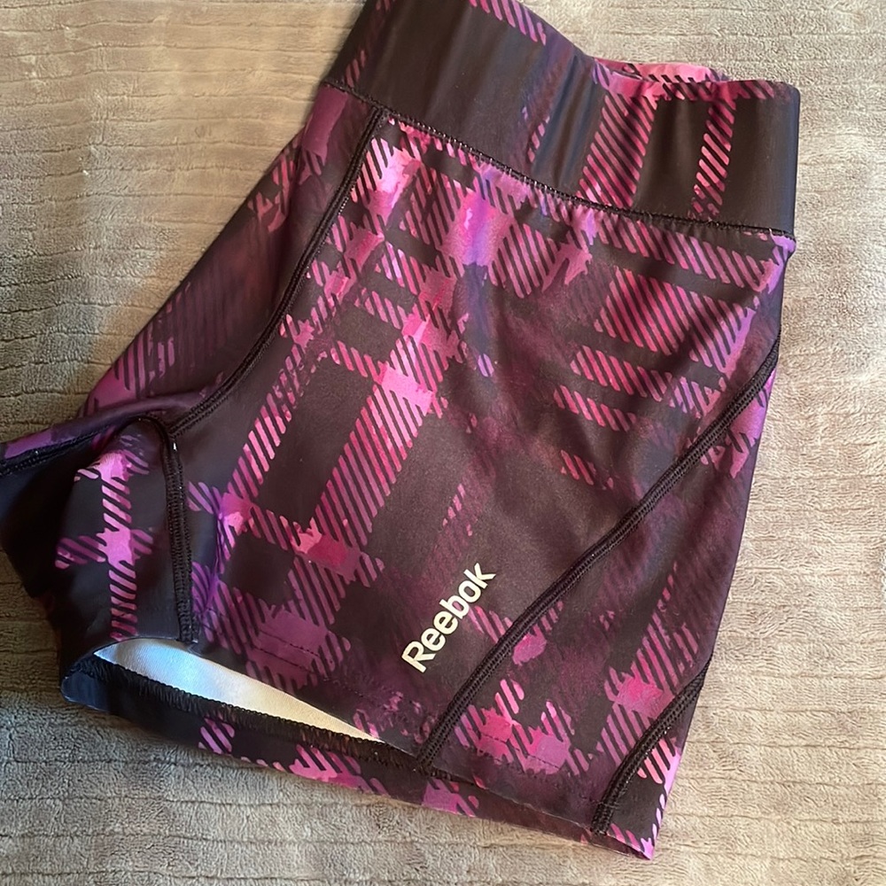 Reebok, purple and black booty shorts